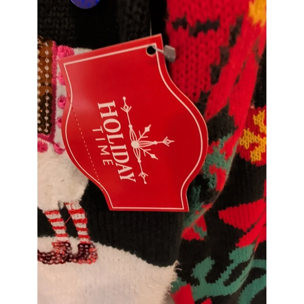 Holiday Time Llama Christmas Sweater‎ M 8-10 Black 3D Sequin Ugly Festive